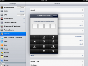 iPad Restrictions Passcode