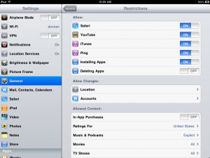 iPad Restrictions